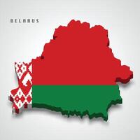 Belarus 3d map with national flag on grey background vector