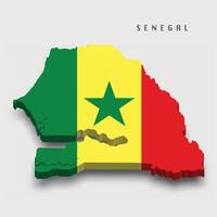 Senegal 3d map with national flag on grey background vector