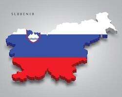 Slovenia 3d map with national flag on grey background vector