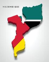 Mozambique 3d map with national flag on grey background vector