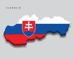 Slovakia 3d map with national flag on grey background vector