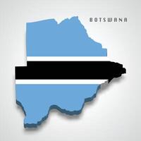 Botswana 3d map with national flag on grey background vector