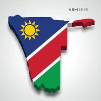 Namibia 3d map with national flag on grey background vector