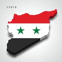 Syria 3d map with national flag on grey background vector