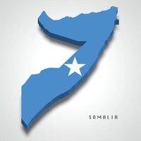 Somalia 3d map with national flag on grey background vector