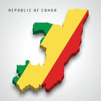 Republic of the Congo 3d map with national flag on grey background vector