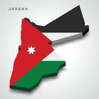 Jordan 3d map with national flag on grey background vector