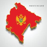 Montenegro 3d map with national flag on grey background vector
