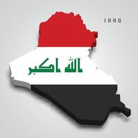 Iraq 3d map with national flag on grey background vector