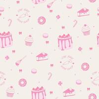 Cake and bakery seamless pattern vector