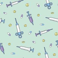 Syringe Pill Capsule Seamless Pattern illustration Design vector