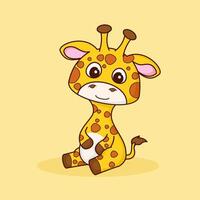 cute giraffe cartoon icon illustration. animal nature icon concept isolated vector