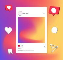 Instagram post frame mockup template. social media and social network, instagram feed web post mock up. mobile app interface template . instagram notification icon. vector