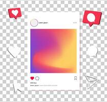 Instagram post frame mockup template. social media and social network, instagram feed web post mock up. mobile app interface template . instagram notification icon. vector