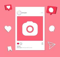 Instagram post frame mockup template. social media and social network, instagram feed web post mock up. mobile app interface template . instagram notification icon. vector