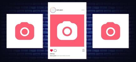 Instagram post frame mockup template. social media and social network, instagram feed web post mock up. mobile app interface template . instagram notification icon. vector