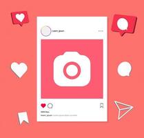 Instagram post frame mockup template. social media and social network, instagram feed web post mock up. mobile app interface template . instagram notification icon. vector
