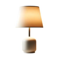 Lamp on a table with a white shade in yellowish color on transparent background png