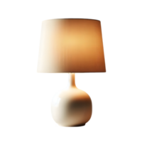 Lamp on a table with a white shade in yellowish color on transparent background png