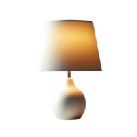 Lamp on a table with a white shade in yellowish color on transparent background png