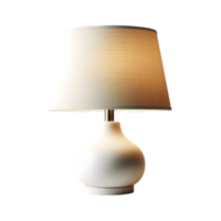 Lamp on a table with a white shade in yellowish color on transparent background png