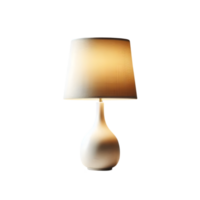 Lamp on a table with a white shade in yellowish color on transparent background png