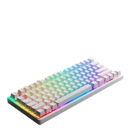 White keyboard with rainbow colored keys isolated from background png