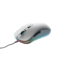 White computer mouse with a rainbow light isolated from background png