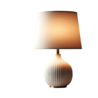 Lamp on a table with a white shade in yellowish color on transparent background png
