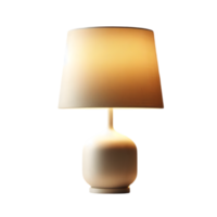Lamp on a table with a white shade in yellowish color on transparent background png