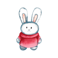 Cute cartoon character Rabbit. Funny rabbit in a warm sweater. Merry Christmas and Happy New Year, Year of the Rabbit png
