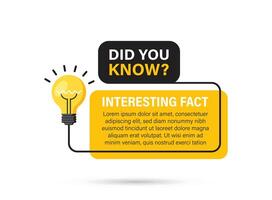 Did you know icon in flat style. Banner with frame and bulb illustration on white isolated background. Explanation sign business concept. vector