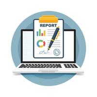 Report document icon in flat style. Dashboard plan illustration on isolated background. Analysis sign business concept. vector