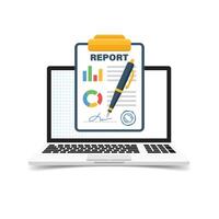 Report document icon in flat style. Dashboard plan illustration on isolated background. Analysis sign business concept. vector