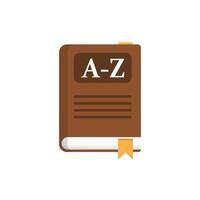 Glossary book icon in flat style. Guidebook encyclopedia illustration on isolated background. A-Z notebook sign business concept. vector