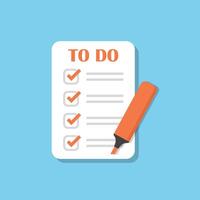 To do list or planning icon in flat style. Paper sheet with clipboard illustration on isolated background. Checkbox plan sign business concept. vector
