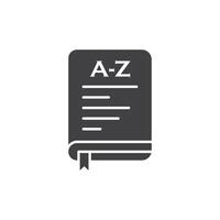 Glossary book icon in flat style. Guidebook encyclopedia illustration on isolated background. A-Z notebook sign business concept. vector
