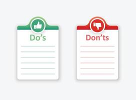 Do and dont icon in flat style. Dos and Don'ts illustration on isolated background. Pros and Cons sign business concept. vector