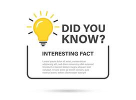 Did you know icon in flat style. Banner with frame and bulb illustration on white isolated background. Explanation sign business concept. vector