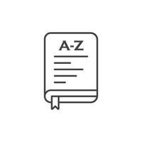 Glossary book icon in flat style. Guidebook encyclopedia illustration on isolated background. A-Z notebook sign business concept. vector