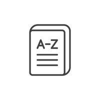 Glossary book icon in flat style. Guidebook encyclopedia illustration on isolated background. A-Z notebook sign business concept. vector