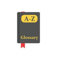 Glossary book icon in flat style. Guidebook encyclopedia illustration on isolated background. A-Z notebook sign business concept. vector