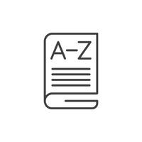 Glossary book icon in flat style. Guidebook encyclopedia illustration on isolated background. A-Z notebook sign business concept. vector