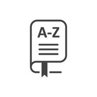 Glossary book icon in flat style. Guidebook encyclopedia illustration on isolated background. A-Z notebook sign business concept. vector