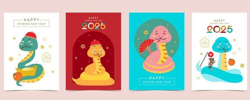 2025 Chinese New Year background with cute snake for a4 vertical design vector