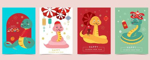 2025 Chinese New Year background with cute snake for a4 vertical design vector