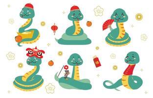 snake chinese element object for icon,sticker, decoration design vector