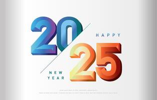 2025 happy are year with 3d gradient for horizontal design vector