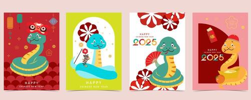 2025 Chinese New Year background with cute snake for a4 vertical design vector