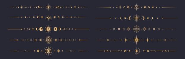 Fantasy celestial divider borders and frame lines vector
